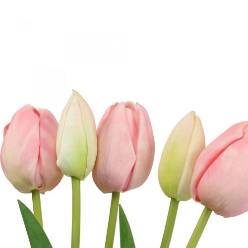 Artikel Kunstige blomster tulipan pink, forårsblomst 48cm bundt af 5