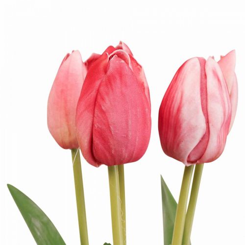 Artikel Kunstig tulipanrød, forårsblomst 48 cm bundt af 5