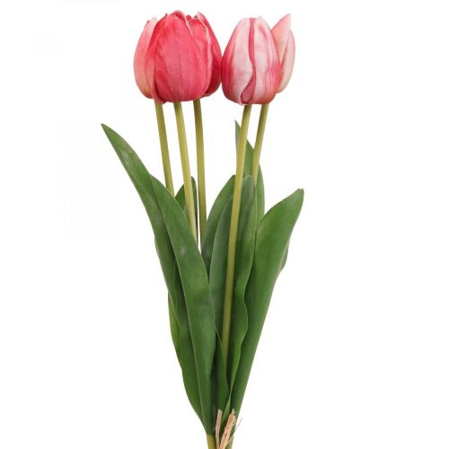 Artikel Kunstig tulipanrød, forårsblomst 48 cm bundt af 5