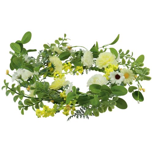 Artikel Kunstig blomsterkrans kunstig hvid gul creme Ø40cm