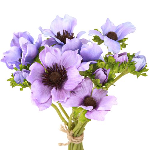 Artikel Kunstig Blomsterbuket Anemone Vindblomst Blå Lilla L28cm