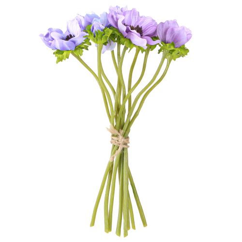 Artikel Kunstig Blomsterbuket Anemone Vindblomst Blå Lilla L28cm