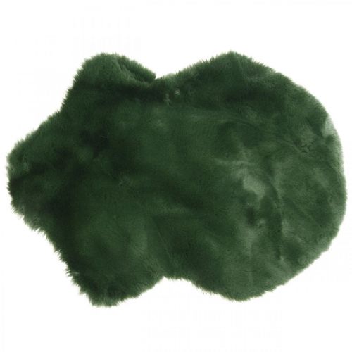 Dekorativt pels tæppe grøn imiteret pels 55×38cm
