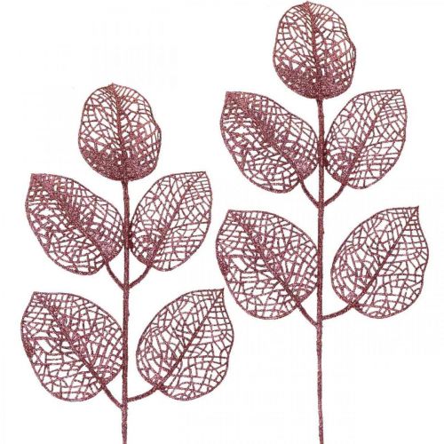 Floristik24 Kunstige planter, dekorative blade, kunstige grene pink glitter L36cm 10 stk.