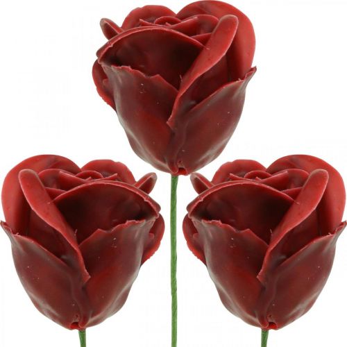 Floristik24 Kunstige roser Bordeaux voksroser dekorative roser voks Ø6cm 18 stk