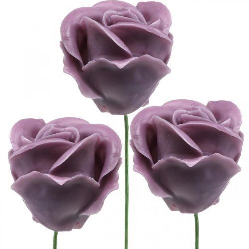 Artikel Kunstige roser lilla voksroser deco roser voks Ø6cm 18 stk