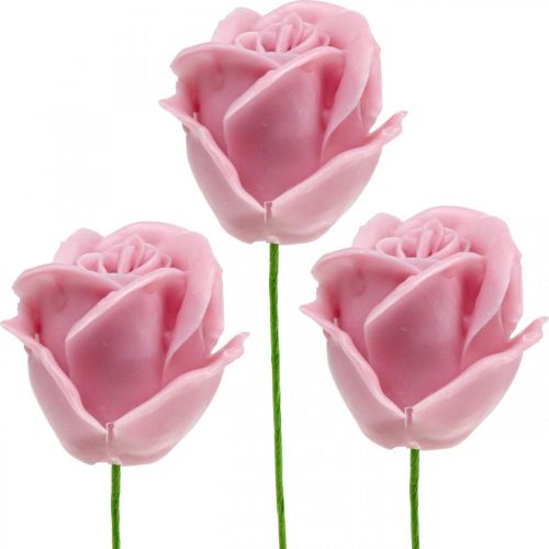 Floristik24 Kunstige roser lyserøde voksroser deco roser voks Ø6cm 18p