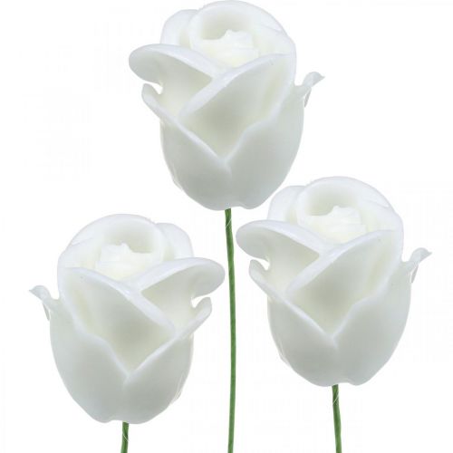 Artikel Kunstige roser hvide voksroser dekorative roser voks Ø6cm 18stk