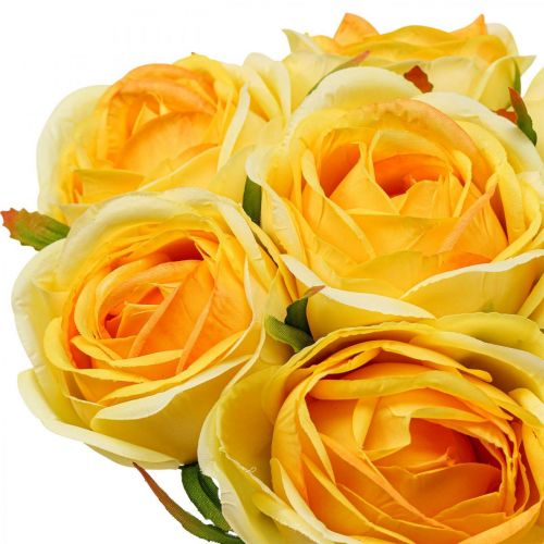 Floristik24 Kunstige Roser Gule Kunstige Roser Silkeblomster 28cm 7stk