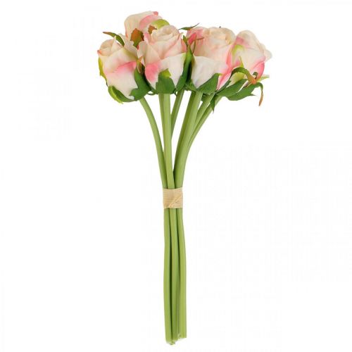 Floristik24 Kunstige roser pink abrikos kunstige roser 28cm bundt 9 stk