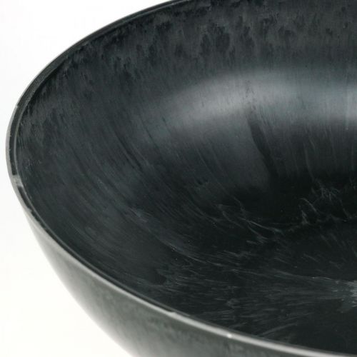 Floristik24 Blomsterskål rund, plantekasse, skål af plast sort, gråmeleret H8,5cm Ø30cm