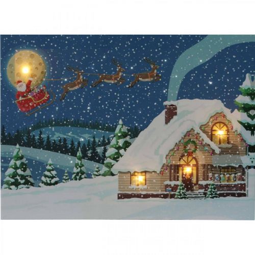 Floristik24 LEDbillede jule julemand med slæde LED vægbillede 38x28cm