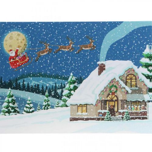Floristik24 LEDbillede jule julemand med slæde LED vægbillede 38x28cm