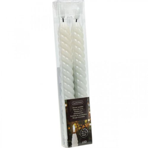 Floristik24 LED pind stearinlys hvid timer ægte voks til batteri 25cm 2 stk