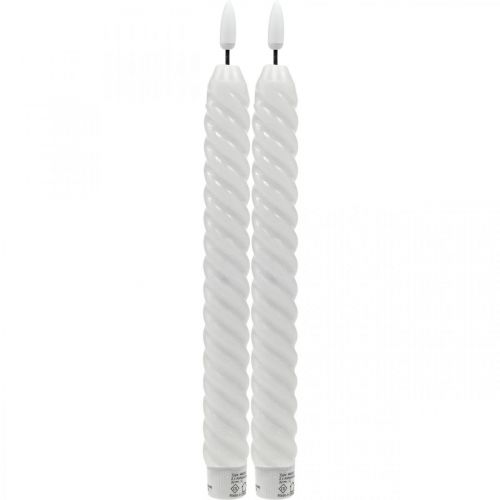 Floristik24 LED pind stearinlys hvid timer ægte voks til batteri 25cm 2 stk