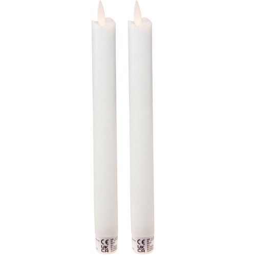 Floristik24 LED stearinlys voksstav stearinlys hvid til batteri 24cm 2 stk