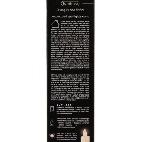 Artikel LED stearinlys voksstav stearinlys hvid til batteri 24cm 2 stk