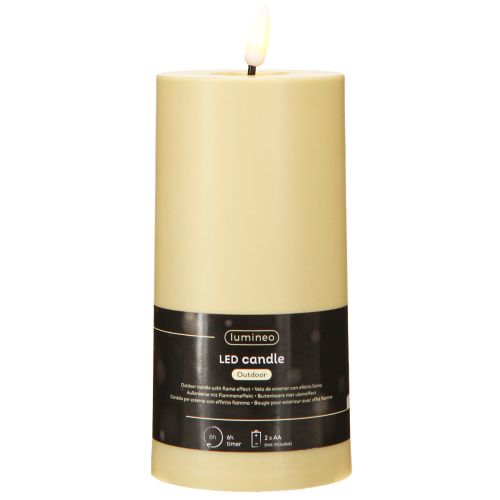 Artikel LED stearinlys med Timer Grøn Beige Udendørs Ø7,5cm H18cm