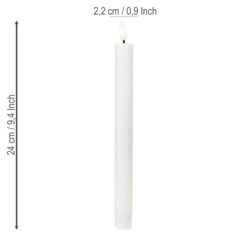 Floristik24 LED-lys hvide koniske lys voks varm hvid 24,5 cm 2 stk.