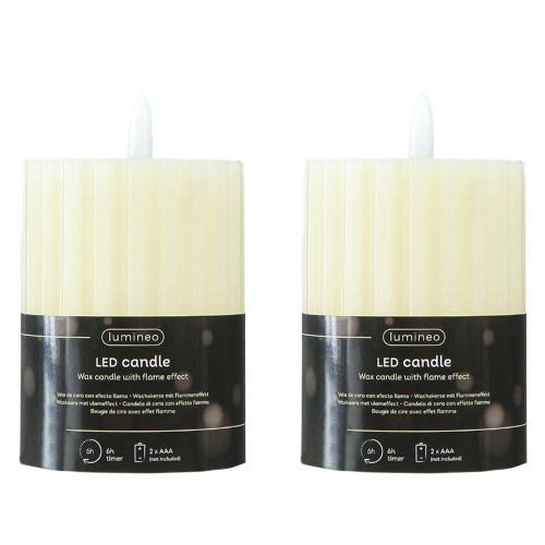 Artikel LED stearinlys med timer voksrille stearinlys 7,5/10 cm creme 2 stk.