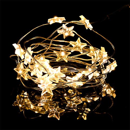 Artikel LED lys wire stjerner LED lys kæde 20stk 2,3m varm hvid 6stk