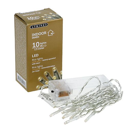 Floristik24 LED fe lys 10 stykker 1,3 m varm hvid, batteridrevet