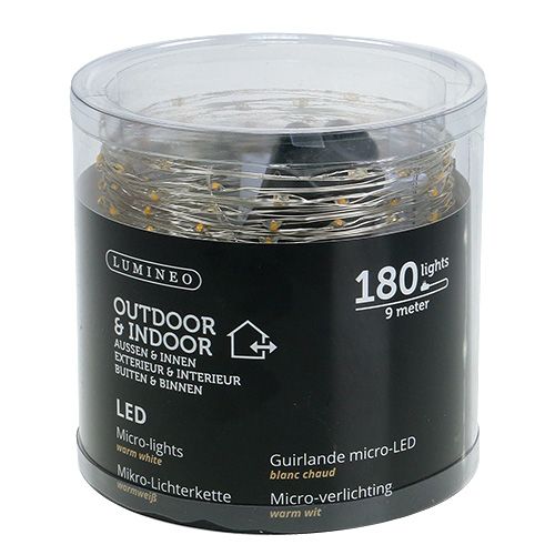 Artikel LED fe lys ude/inde 180 8,95m varm hvid