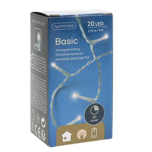 Floristik24 LED fe lys varmhvid med timer 20 275 cm