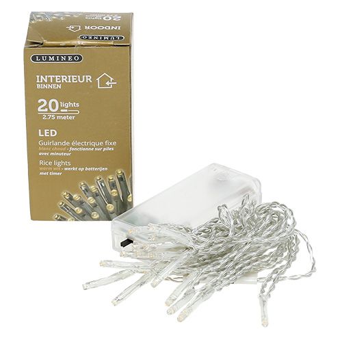 Floristik24 LED lyskæde 20 cm 275 cm med batteri varmhvid