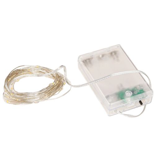 Artikel LED-lyskæder 40 mikro-LED&#39;er varm hvid timer til batteri 6 stk.