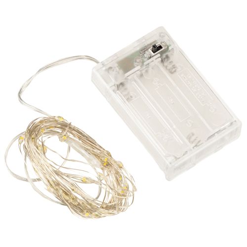 Artikel LED lyskæde, 50 pærer, batteridrevet, 5 m, varm hvid