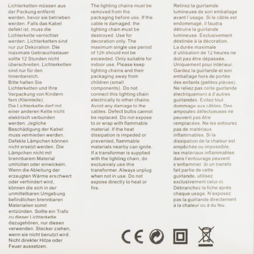 Artikel LED lyskæde, 50 pærer, batteridrevet, 5 m, varm hvid