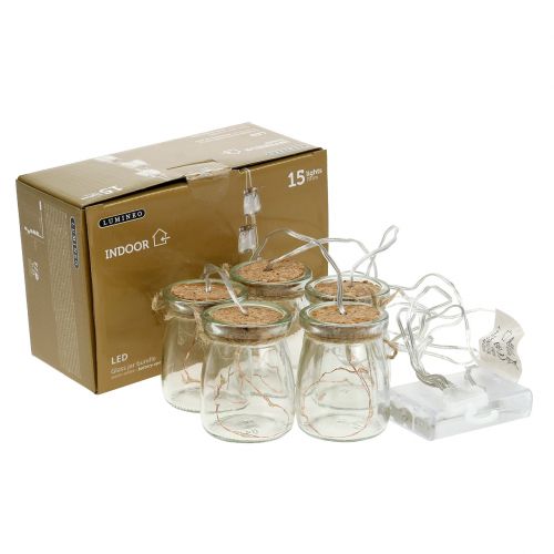 Floristik24 LED lys kæde i glas varm hvid 70 cm 15 lys
