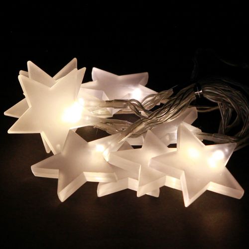 Artikel LED fe lys stjerner med timer 10 LED varm hvid 90cm