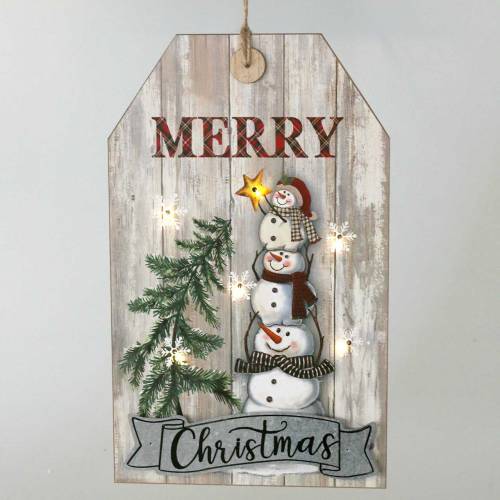 Artikel LED vægmaleri snemand &quot;Glædelig jul&quot; 23 × 38,5 cm til batteri