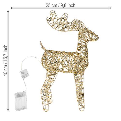 Artikel LED Rensdyr Metal Juledekoration Indendørs Gylden H40cm