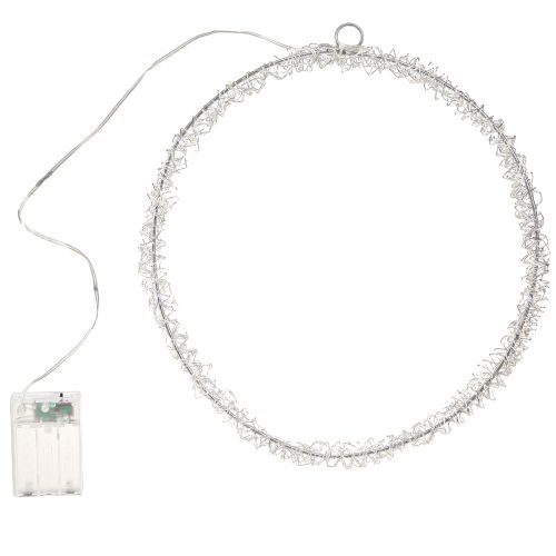 LED-ring metaldekoration til ophængning sølv varm hvid 30 cm