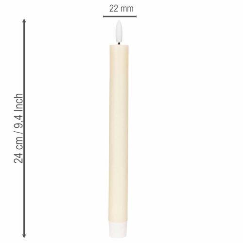 LED-konisk lys i hvid med varmt hvidt lys, 24 cm, med timer, 2 stk. | Floristik24.dk
