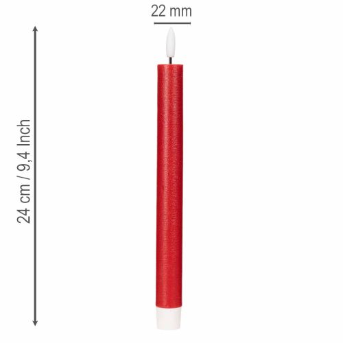 LED-konisk lys, rødt med varmt hvidt lys, 24 cm, 2 stk. | Floristik24.dk