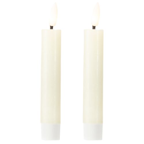 LED-lys creme varm hvid ægte voks H14,5 cm 2 stk.