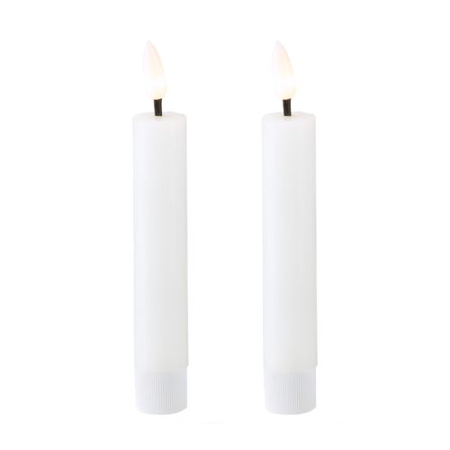 LED-stavlys hvidt vokslys LED varm hvid 14,5 cm 2 stk.