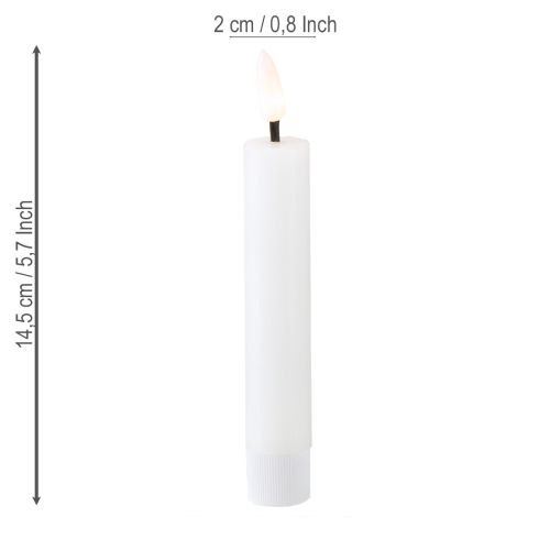 Artikel LED-stavlys hvidt vokslys LED varm hvid 14,5 cm 2 stk.