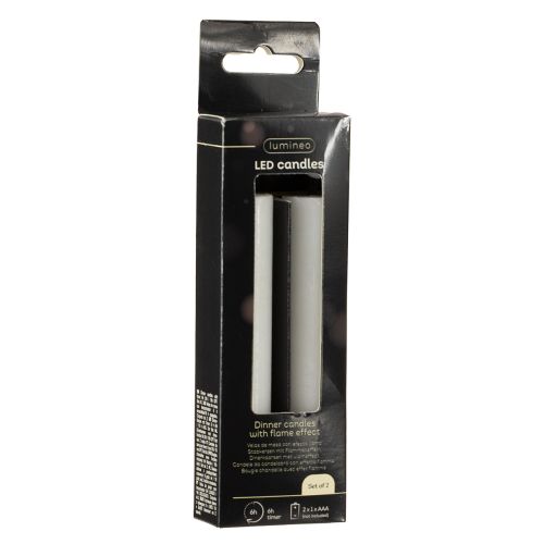 Artikel LED-stavlys hvidt vokslys LED varm hvid 14,5 cm 2 stk.