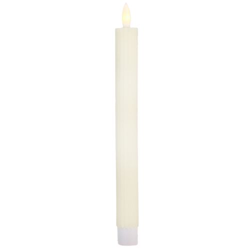 Floristik24 LED pindelys med timer rillede lys creme 24,5cm 4 stk