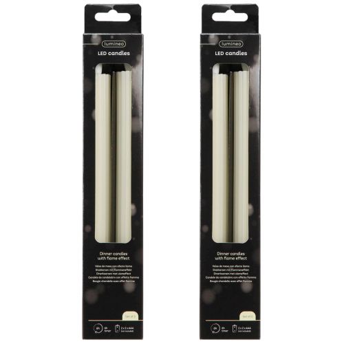 Artikel LED pindelys med timer rillede lys creme 24,5cm 4 stk