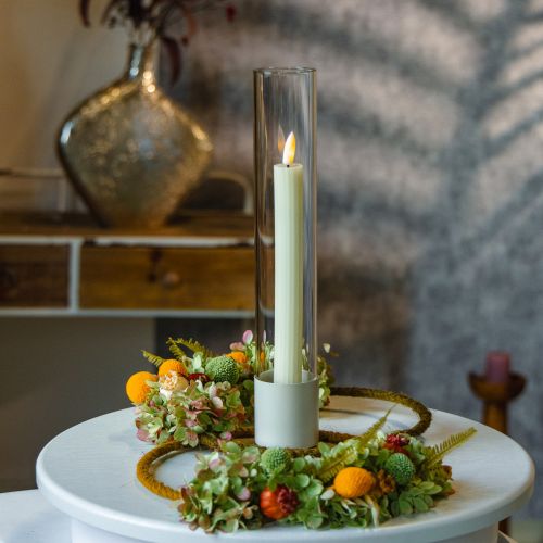 LED pindelys med timer rillede lys creme 24,5cm 4 stk | Floristik24.dk