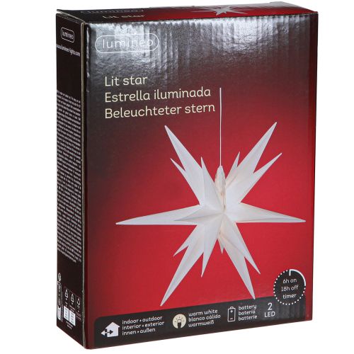 Floristik24 LED stjerne 3D hvid timer batteri udvendig Ø30cm H74cm