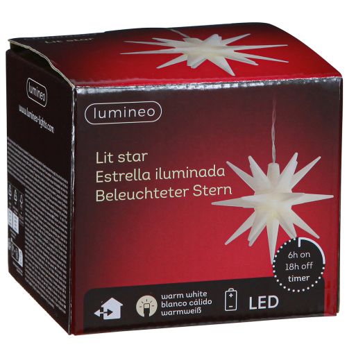 Artikel LED stjerne udvendig hvidt lys stjerne batteri Ø12cm H66cm
