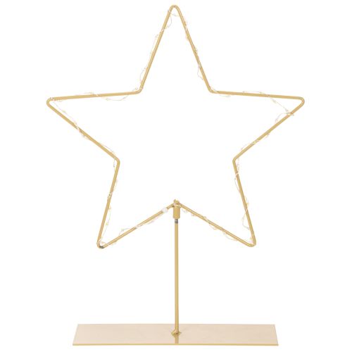 Stjerne med 50 LED'er, metalborddekoration, batteridrevet, til indendørs brug, 33 cm