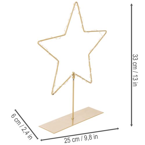 Stjerne med 50 LED'er, metalborddekoration, batteridrevet, til indendørs brug, 33 cm | Floristik24.dk